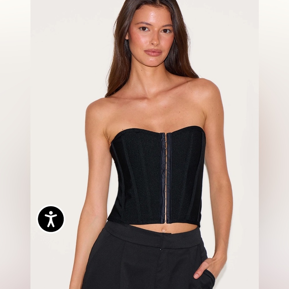 BLACK BANDAGE HOOK AND EYE STRUCTURED CORSET